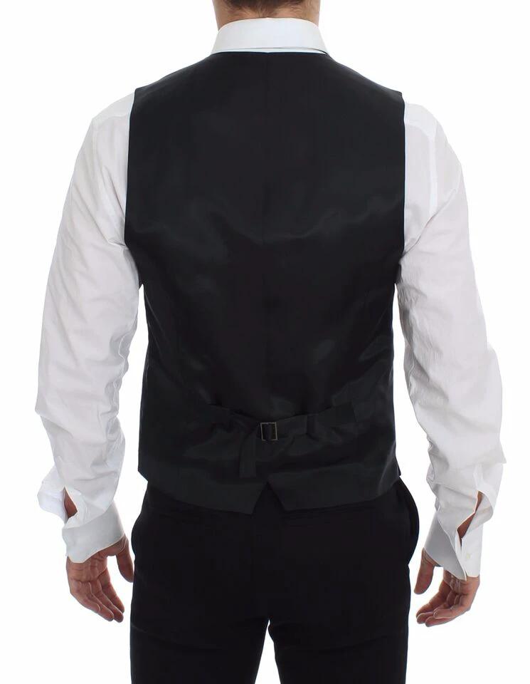 Dolce & Gabbana Gray Striped Wool Logo Vest Gilet Weste by Dolce & Gabbana