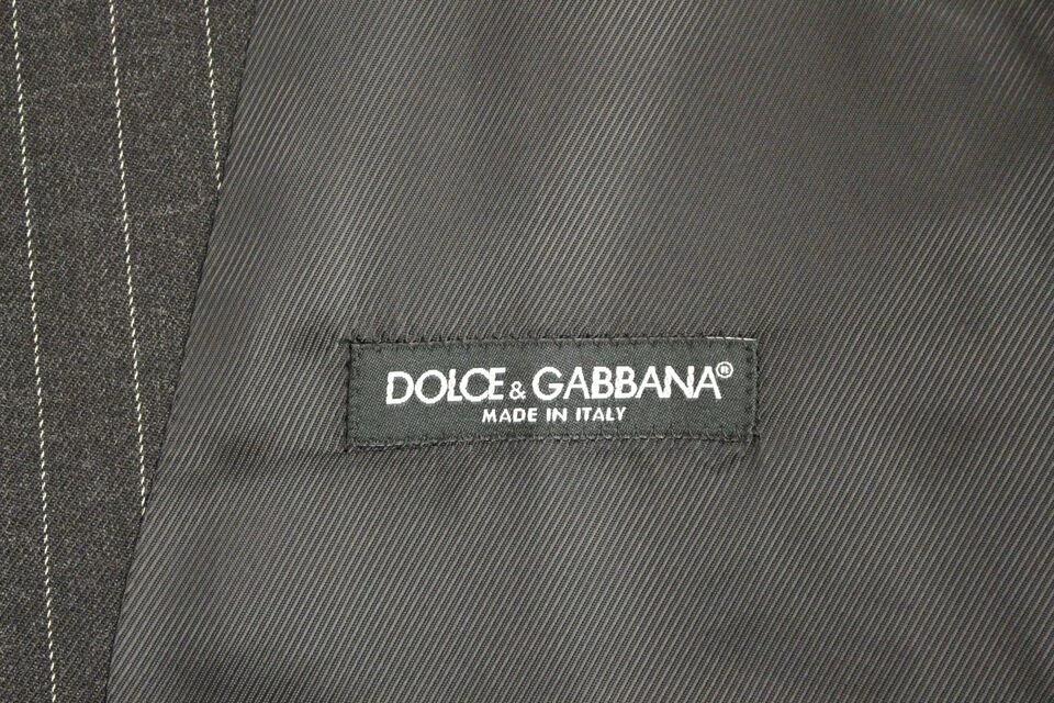 Dolce & Gabbana Gray Striped Wool Logo Vest Gilet Weste by Dolce & Gabbana