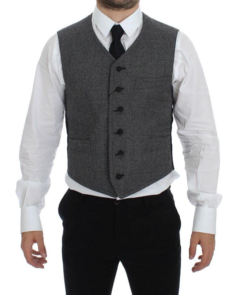 Dolce & Gabbana Gray Cotton Blend Logo Vest Gilet Weste by Dolce & Gabbana