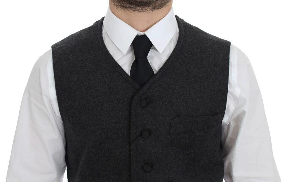 Dolce & Gabbana Gray Wool Blend Logo Vest Gilet Weste by Dolce & Gabbana