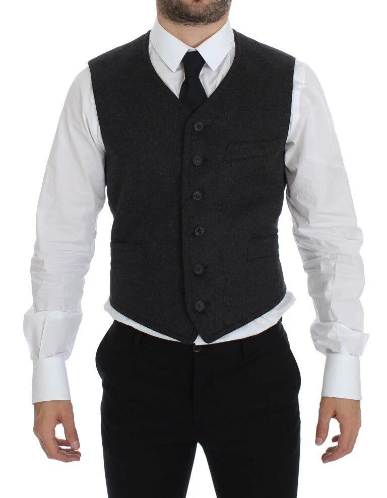 Dolce & Gabbana Gray Wool Blend Vest Gilet Weste by Dolce & Gabbana