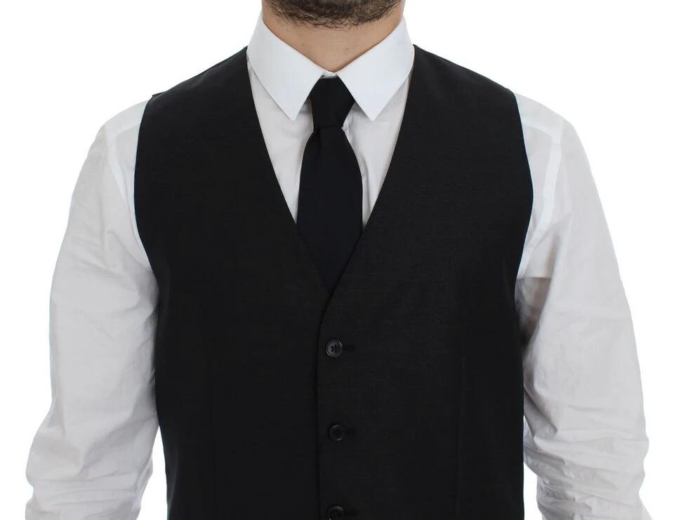 Dolce & Gabbana Gray Wool Silk Dress Vest Gilet Weste by Dolce & Gabbana