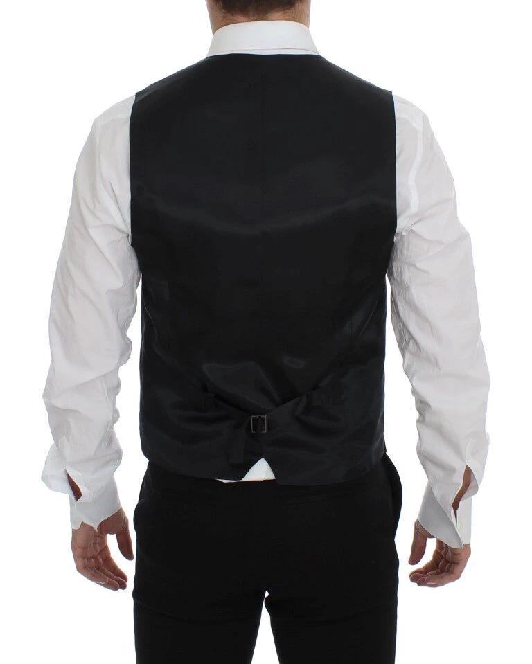 Dolce & Gabbana Gray Wool Silk Dress Vest Gilet Weste by Dolce & Gabbana