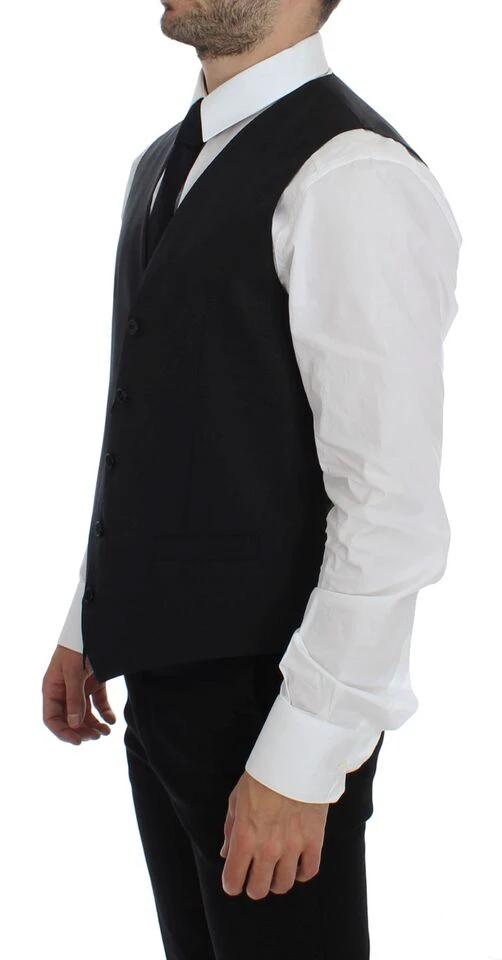 Dolce & Gabbana Gray Wool Silk Dress Vest Gilet Weste by Dolce & Gabbana