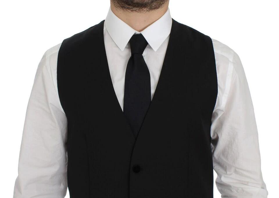 Dolce & Gabbana Black Wool Formal Dress Vest Gilet Weste by Dolce & Gabbana