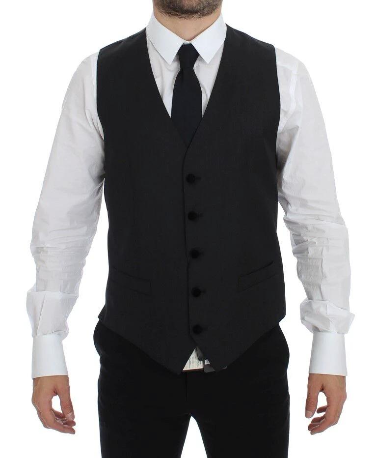 Dolce & Gabbana Gray Wool Formal Dress Vest Gilet Weste by Dolce & Gabbana