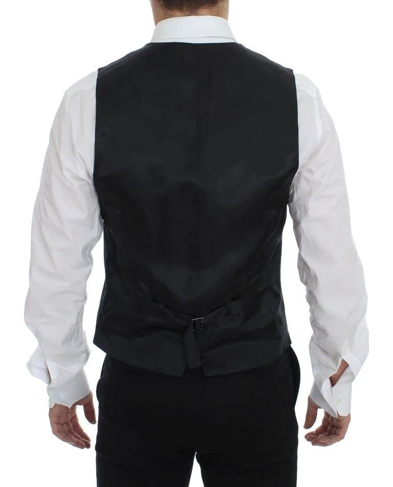 Dolce & Gabbana Gray Striped Wool Single Breasted Vest by Dolce & Gabbana