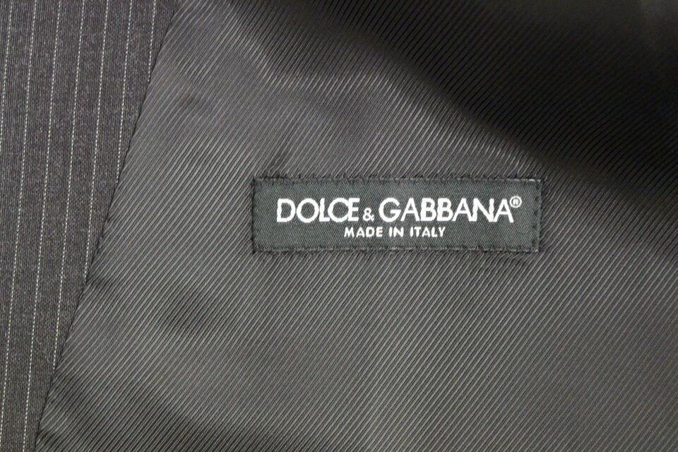 Dolce & Gabbana Gray Striped Wool Single Breasted Vest by Dolce & Gabbana