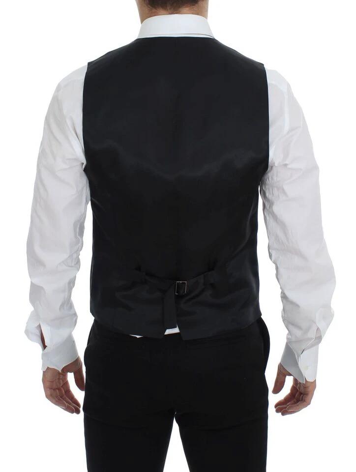 Dolce & Gabbana Black Striped Wool Single Breasted Vest by Dolce & Gabbana
