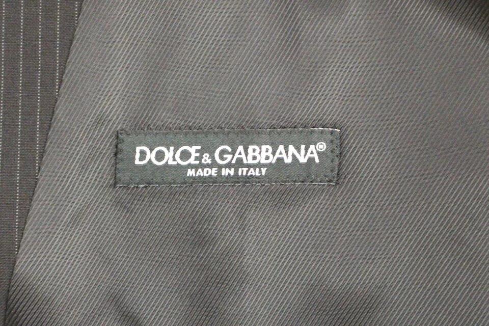 Dolce & Gabbana Black Striped Wool Single Breasted Vest by Dolce & Gabbana