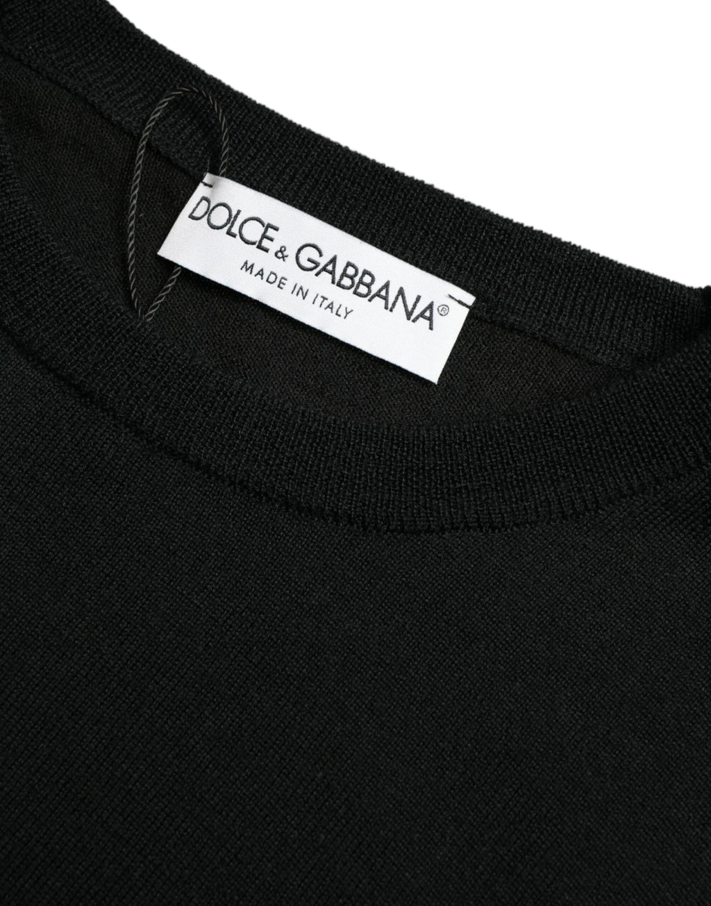 Dolce & Gabbana Black Wool Round Neck Pullover Sweater by Dolce & Gabbana