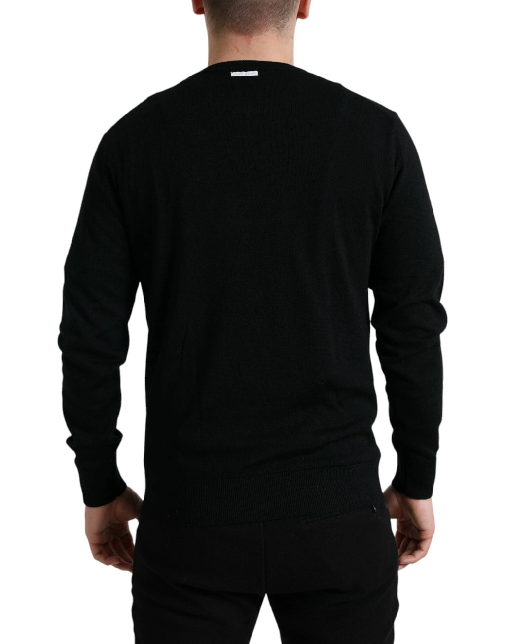 Dolce & Gabbana Black Wool Round Neck Pullover Sweater by Dolce & Gabbana