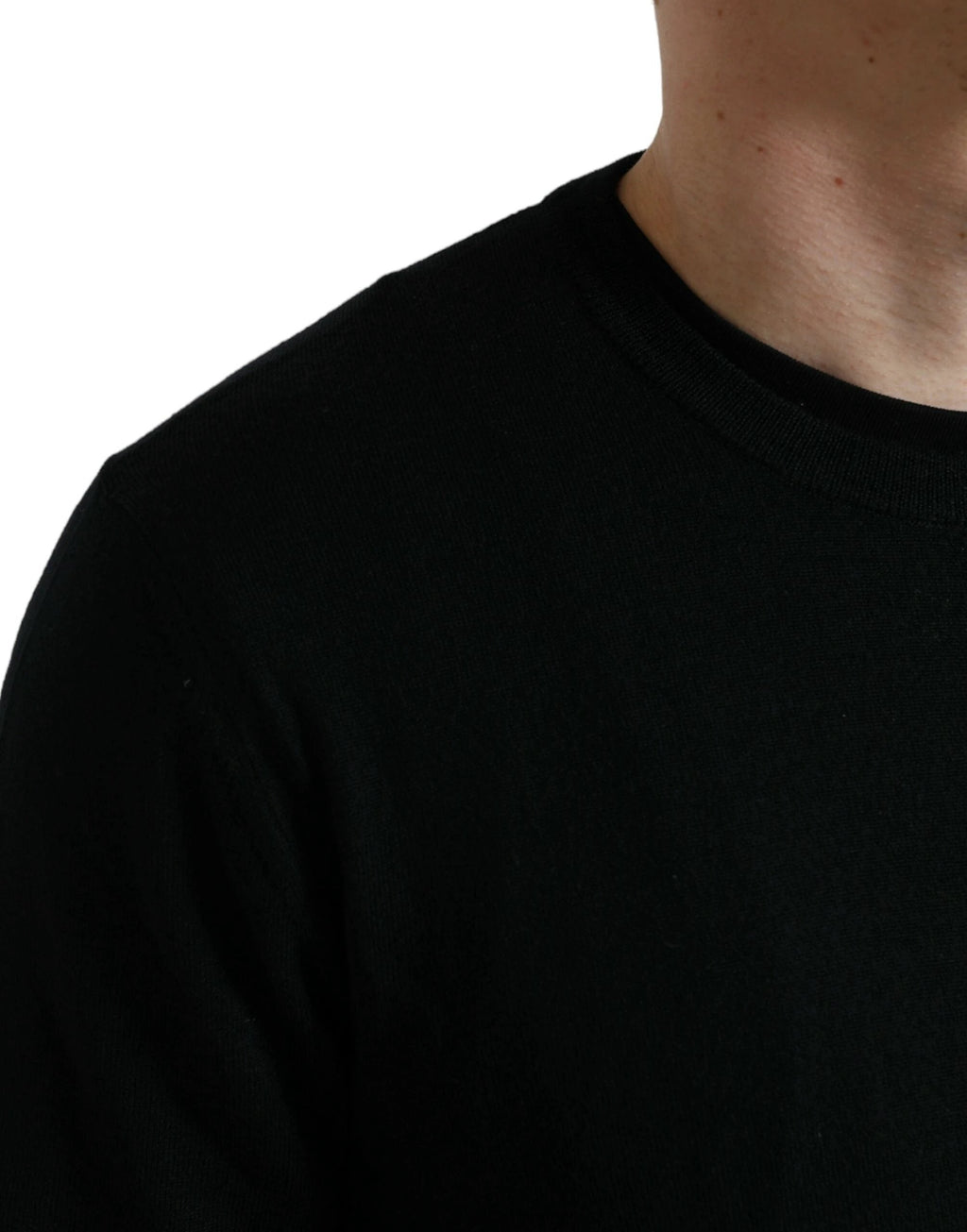 Dolce & Gabbana Black Wool Round Neck Pullover Sweater by Dolce & Gabbana