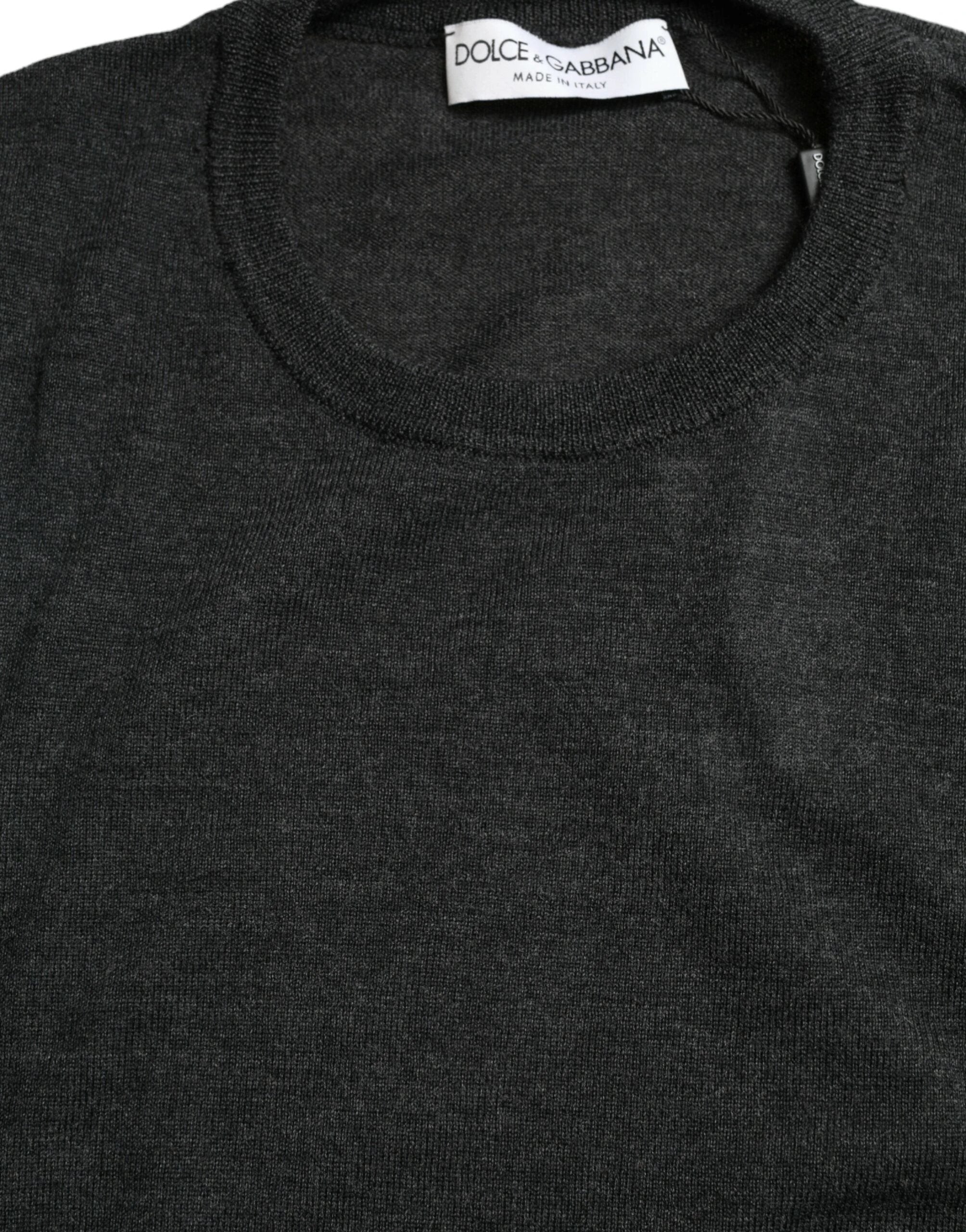 Dolce & Gabbana Gray Wool Round Neck Pullover Sweater by Dolce & Gabbana