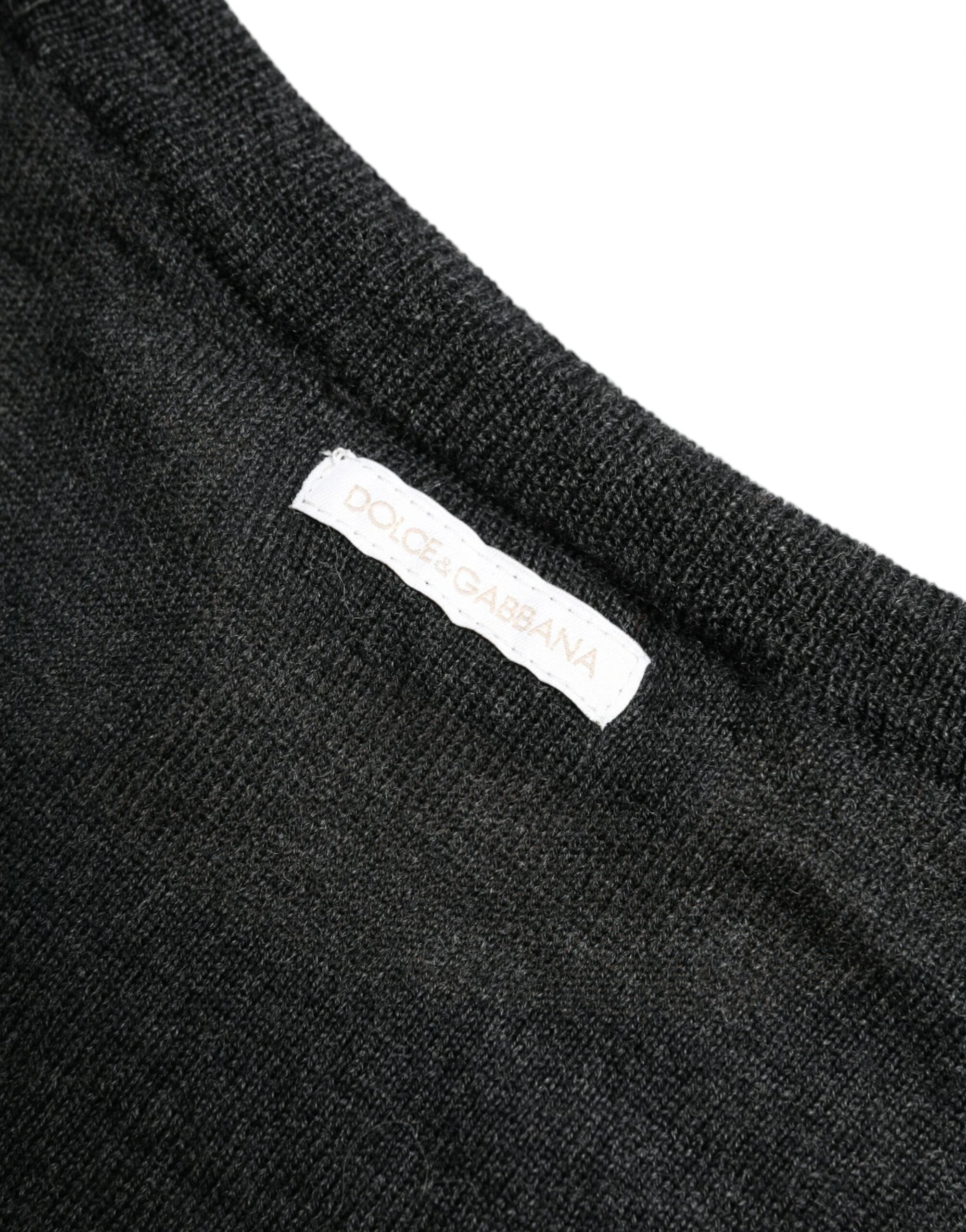 Dolce & Gabbana Gray Wool Round Neck Pullover Sweater by Dolce & Gabbana