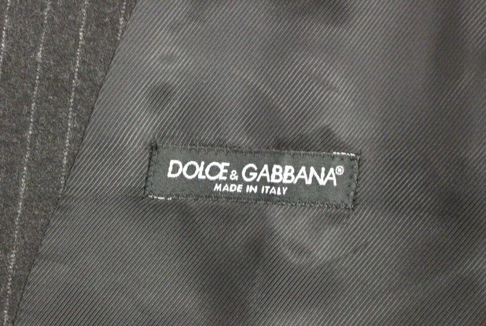 Dolce & Gabbana Gray Striped Wool Logo Vest Gilet Vests by Dolce & Gabbana