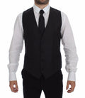Dolce & Gabbana Gray Striped Wool Logo Vest Gilet Vests by Dolce & Gabbana