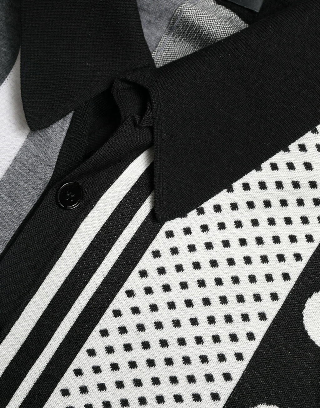 Dolce & Gabbana Black White Jumper Cardigan Polo Sweater by Dolce & Gabbana
