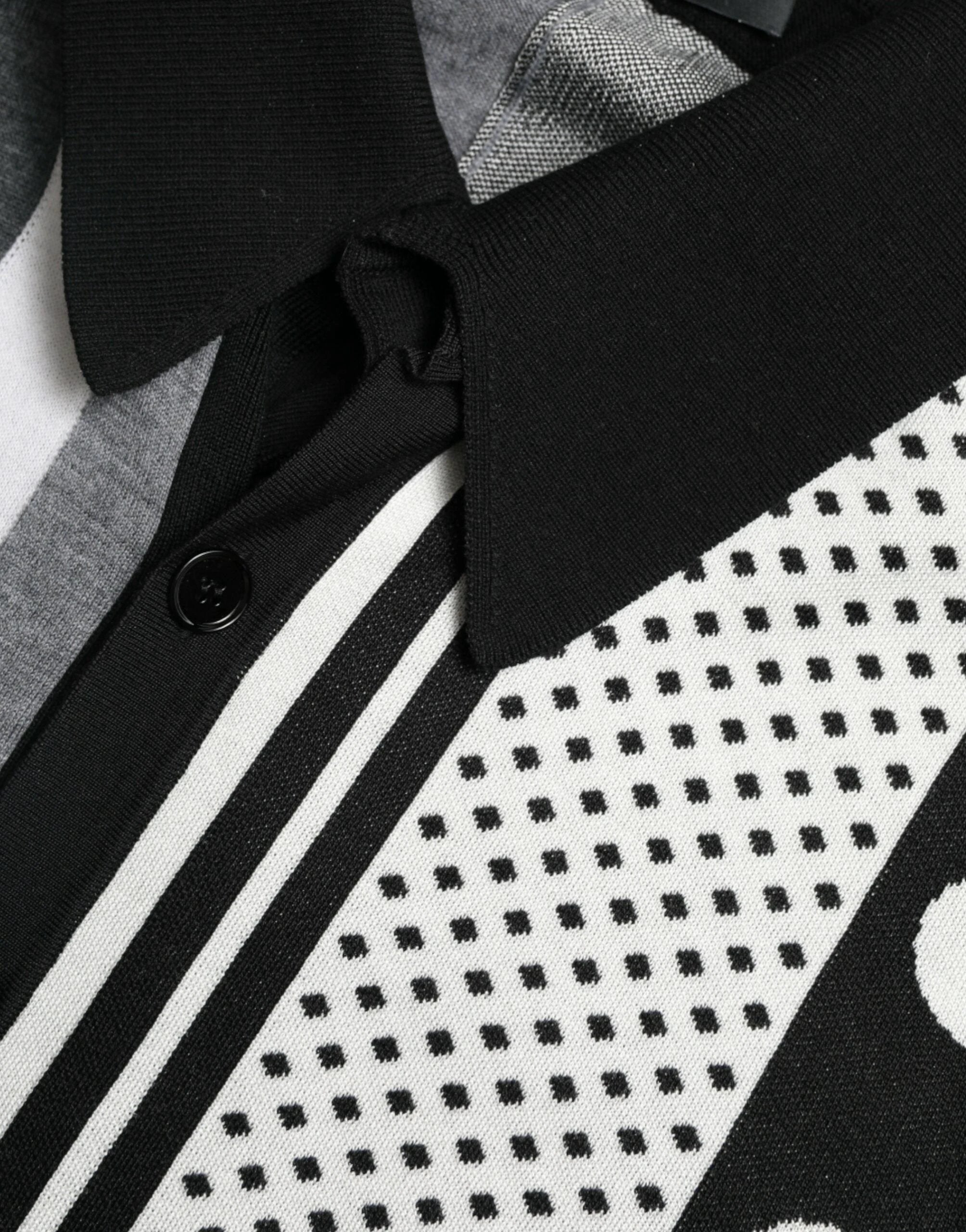 Dolce & Gabbana Black White Jumper Cardigan Polo Sweater by Dolce & Gabbana