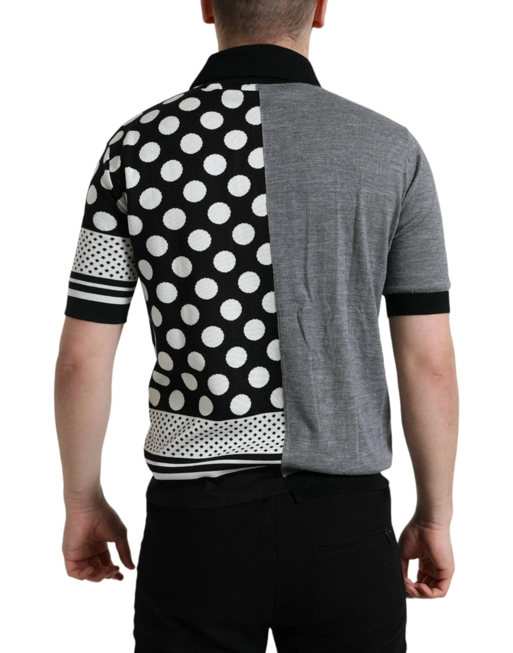 Dolce & Gabbana Black White Jumper Cardigan Polo Sweater by Dolce & Gabbana