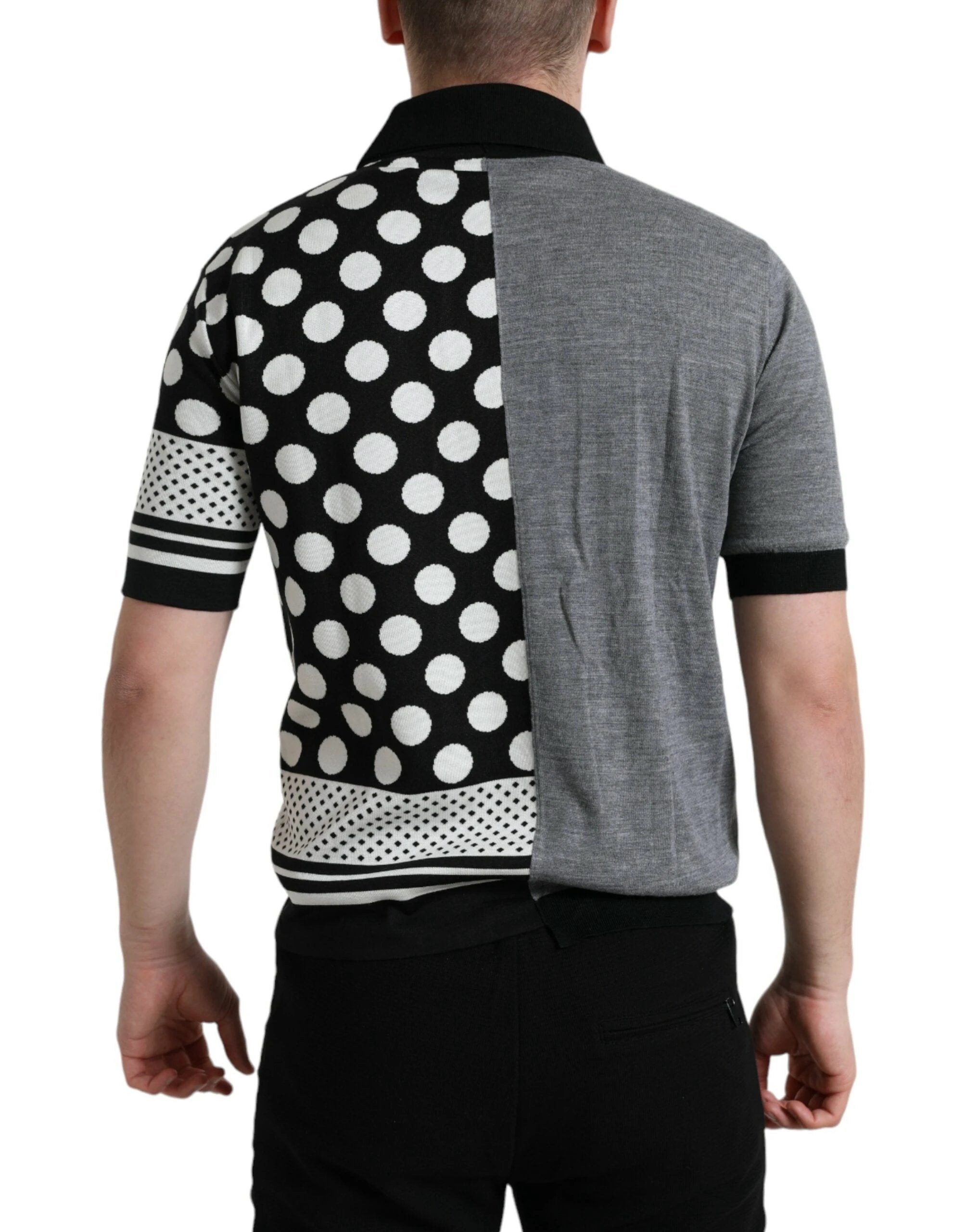 Dolce & Gabbana Black White Jumper Cardigan Polo Sweater by Dolce & Gabbana
