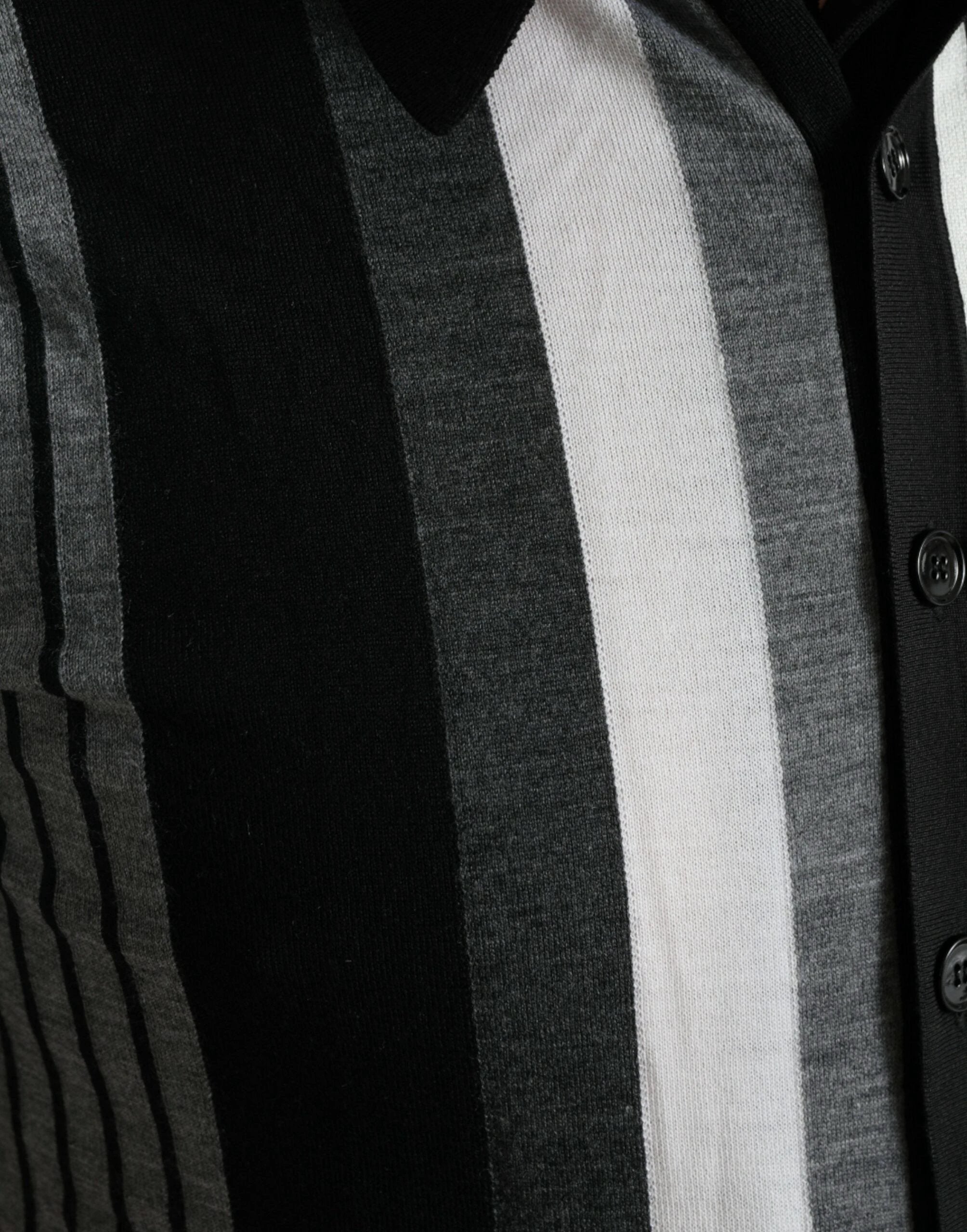Dolce & Gabbana Black White Jumper Cardigan Polo Sweater by Dolce & Gabbana