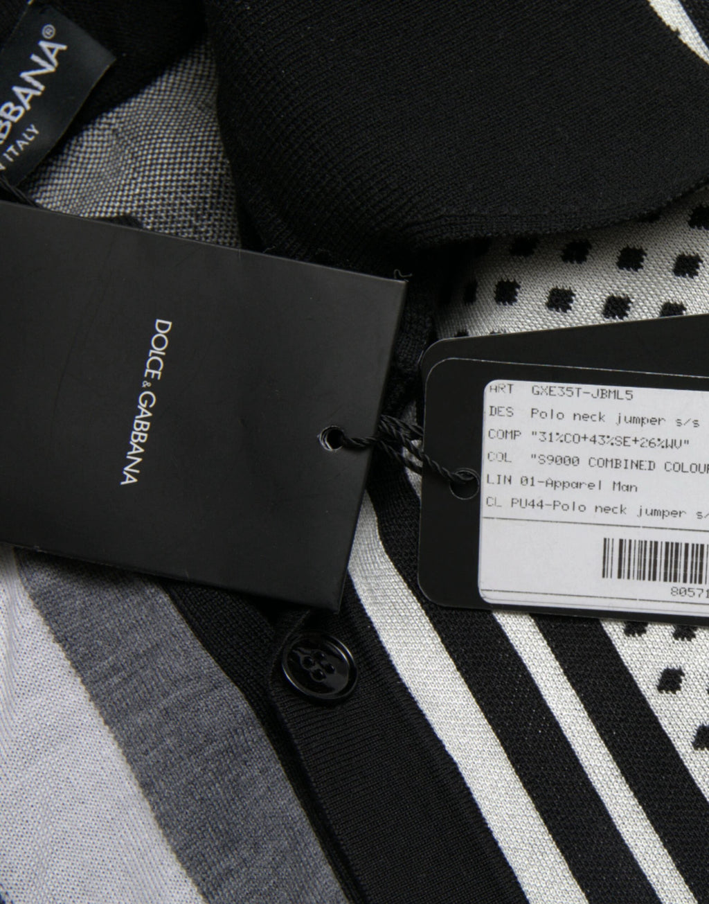 Dolce & Gabbana Black White Jumper Cardigan Polo Sweater by Dolce & Gabbana