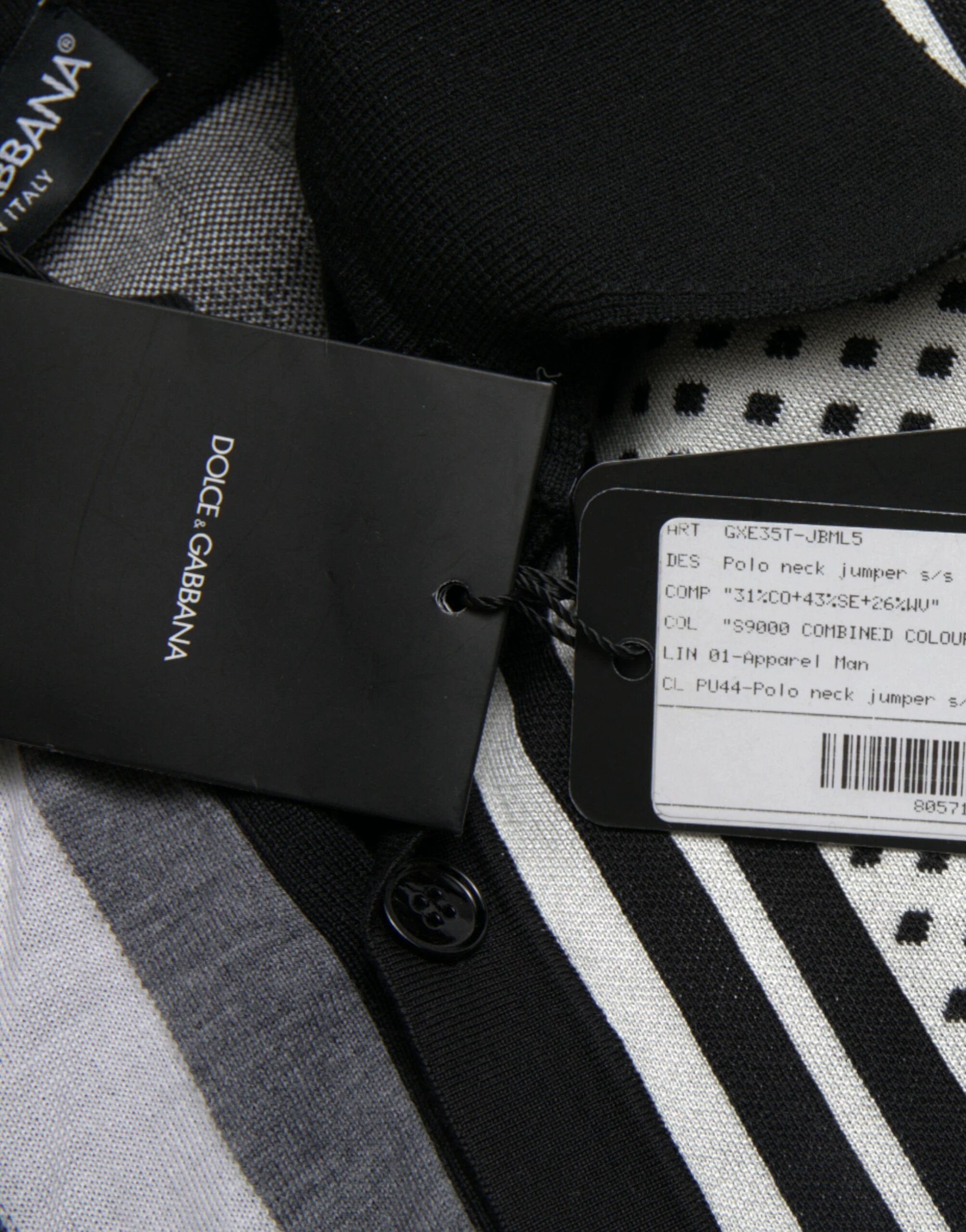 Dolce & Gabbana Black White Jumper Cardigan Polo Sweater by Dolce & Gabbana