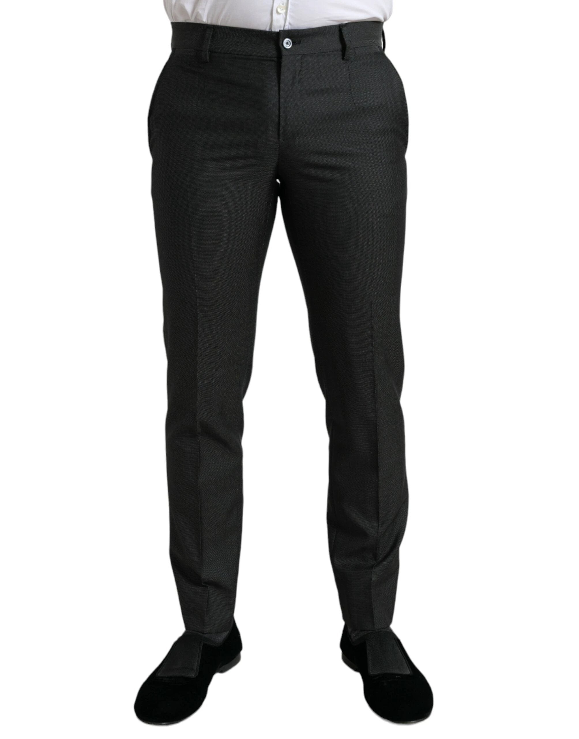 Dolce & Gabbana Dark Gray Stretch Slim Formal Pants by Dolce & Gabbana