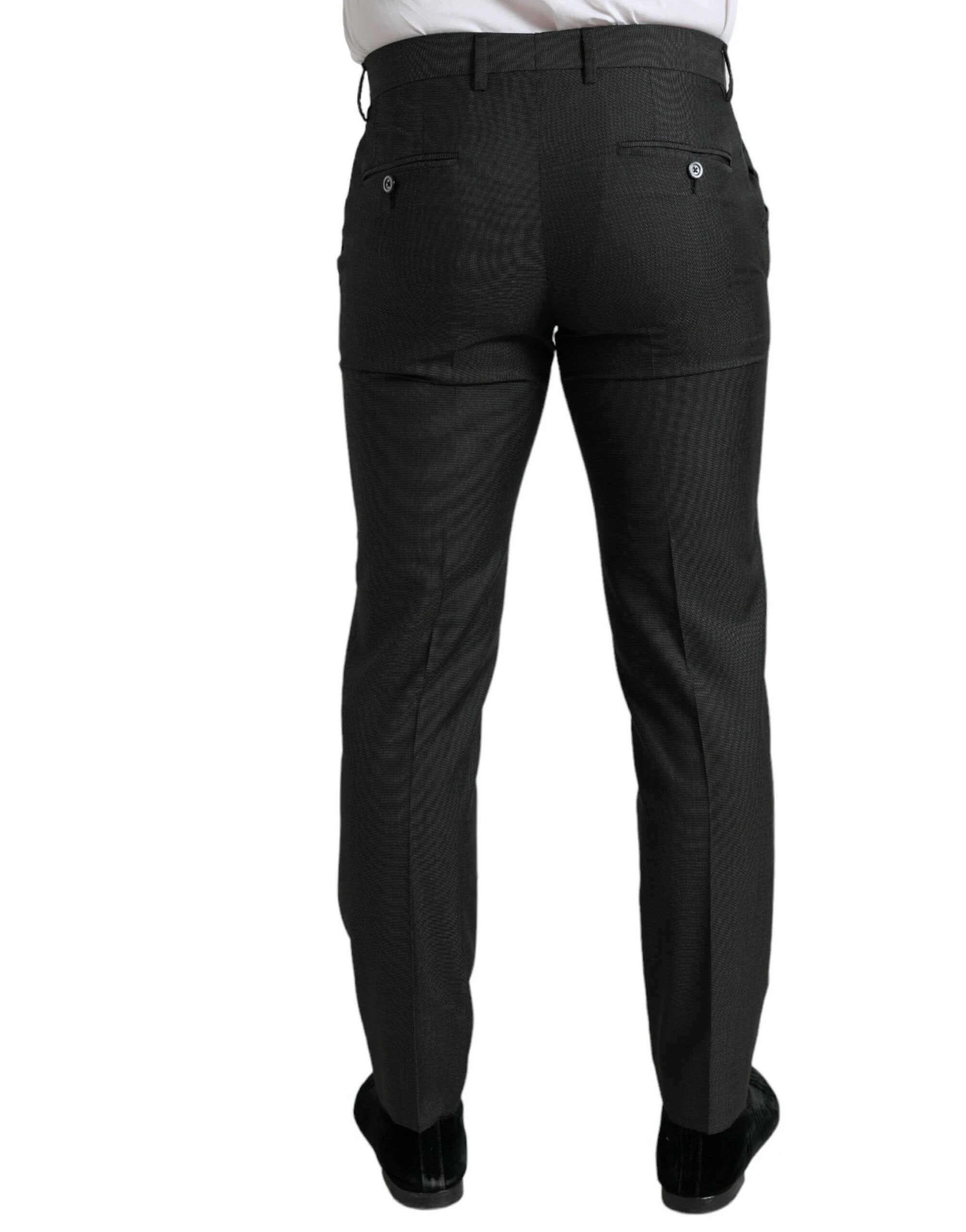 Dolce & Gabbana Dark Gray Stretch Slim Formal Pants by Dolce & Gabbana