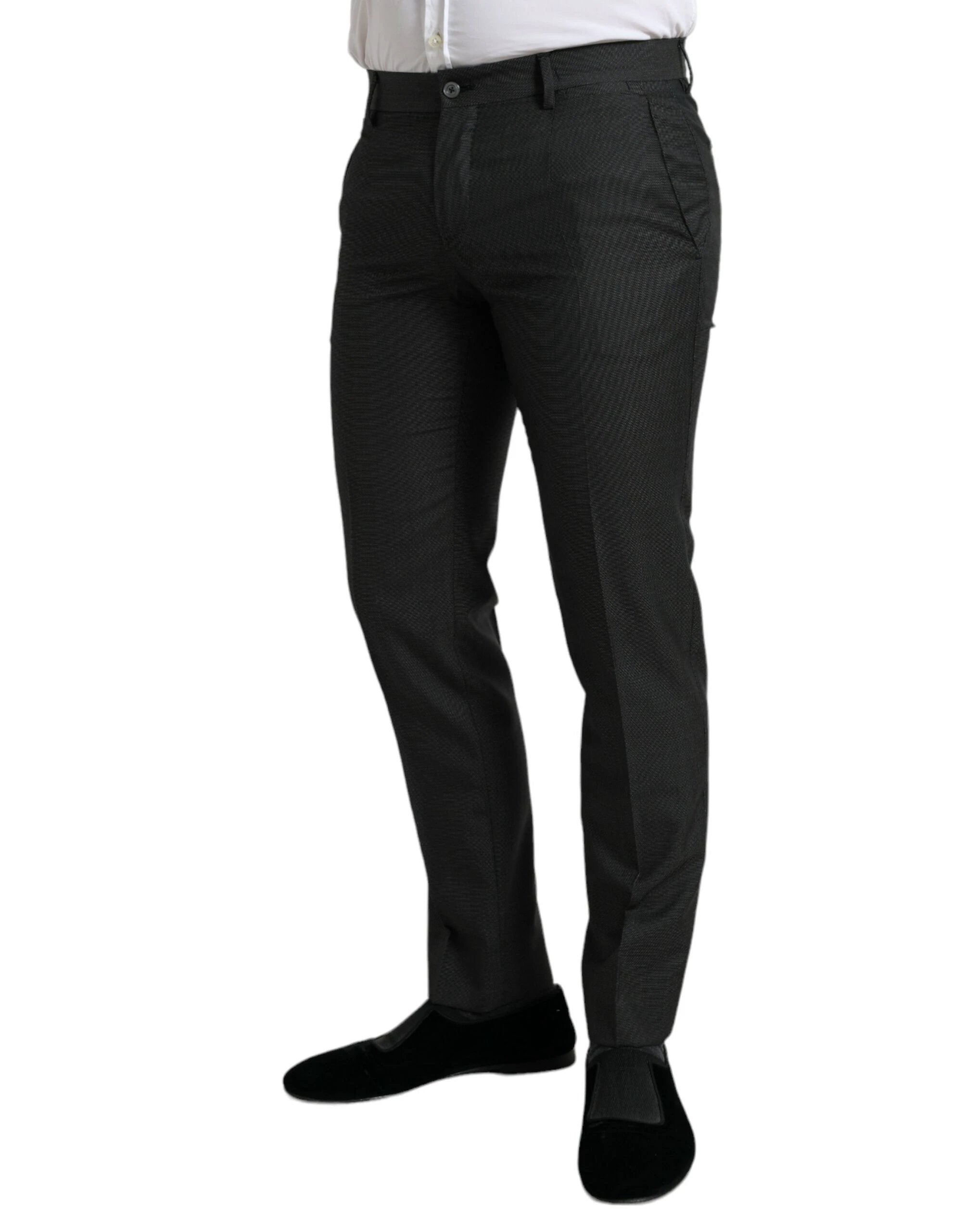 Dolce & Gabbana Dark Gray Stretch Slim Formal Pants by Dolce & Gabbana