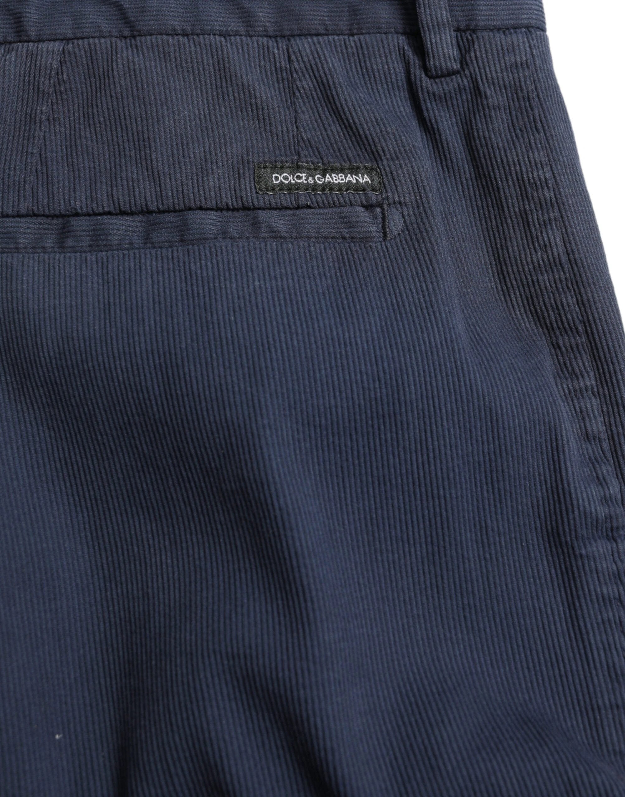 Dolce & Gabbana Dark Blue Cotton Stretch Slim Fit Dress Pants by Dolce & Gabbana