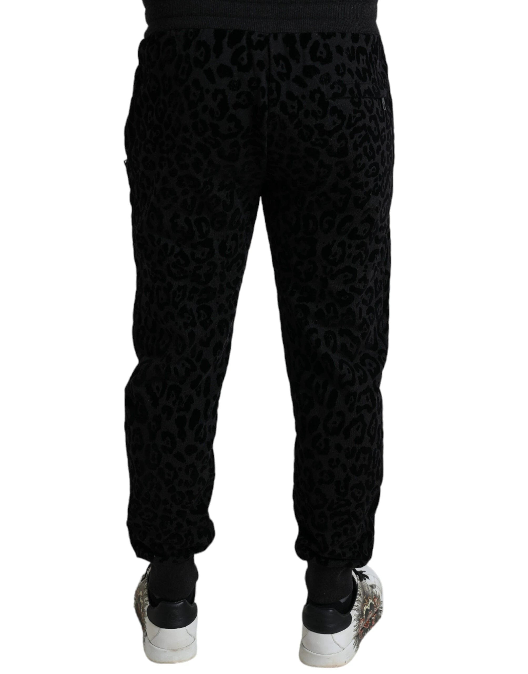 Dolce & Gabbana Black Leopard Cotton Slim Fit Jogger Pants by Dolce & Gabbana
