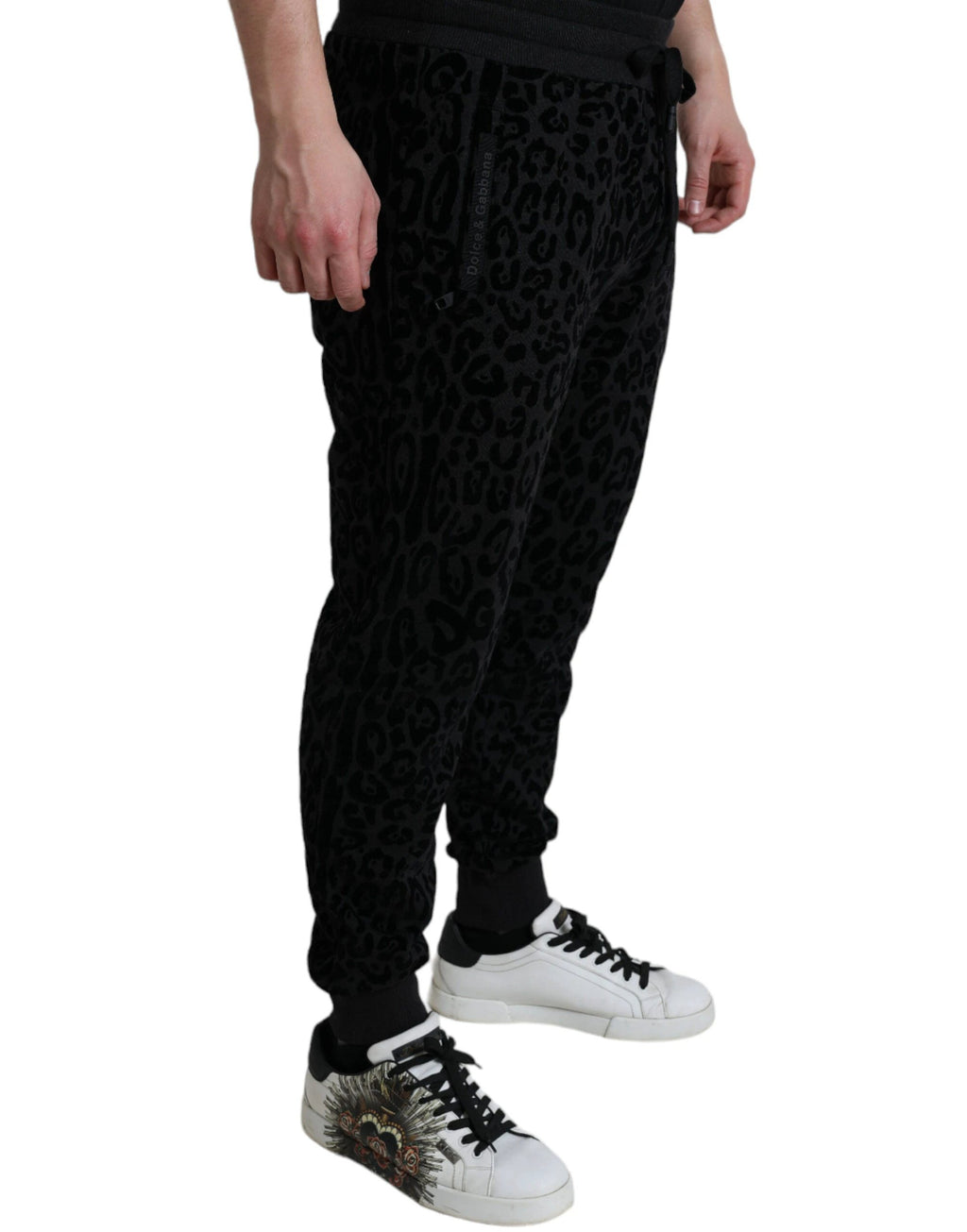 Dolce & Gabbana Black Leopard Cotton Slim Fit Jogger Pants by Dolce & Gabbana