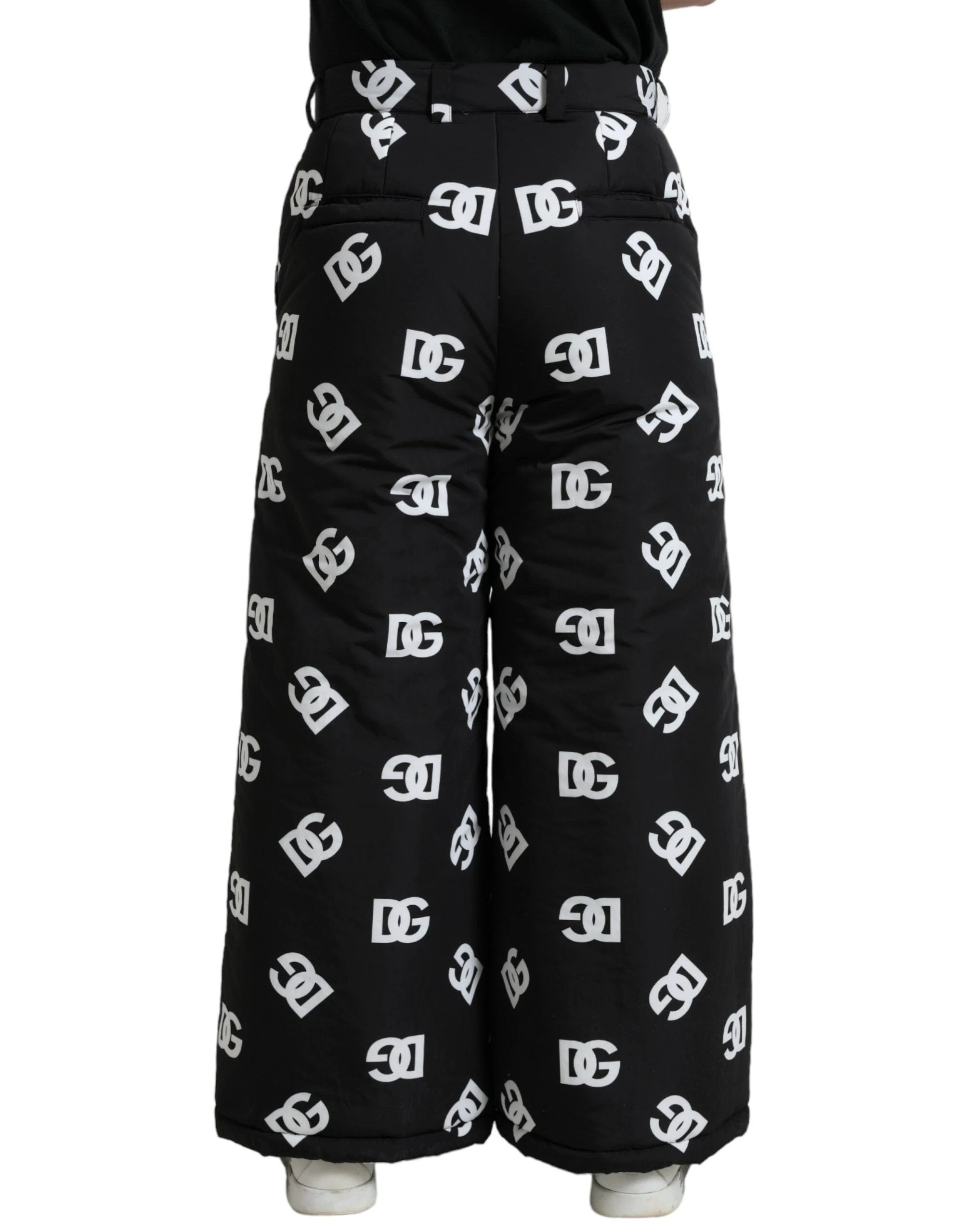 Dolce & Gabbana Black Logo DG Print Wide Leg Pants by Dolce & Gabbana