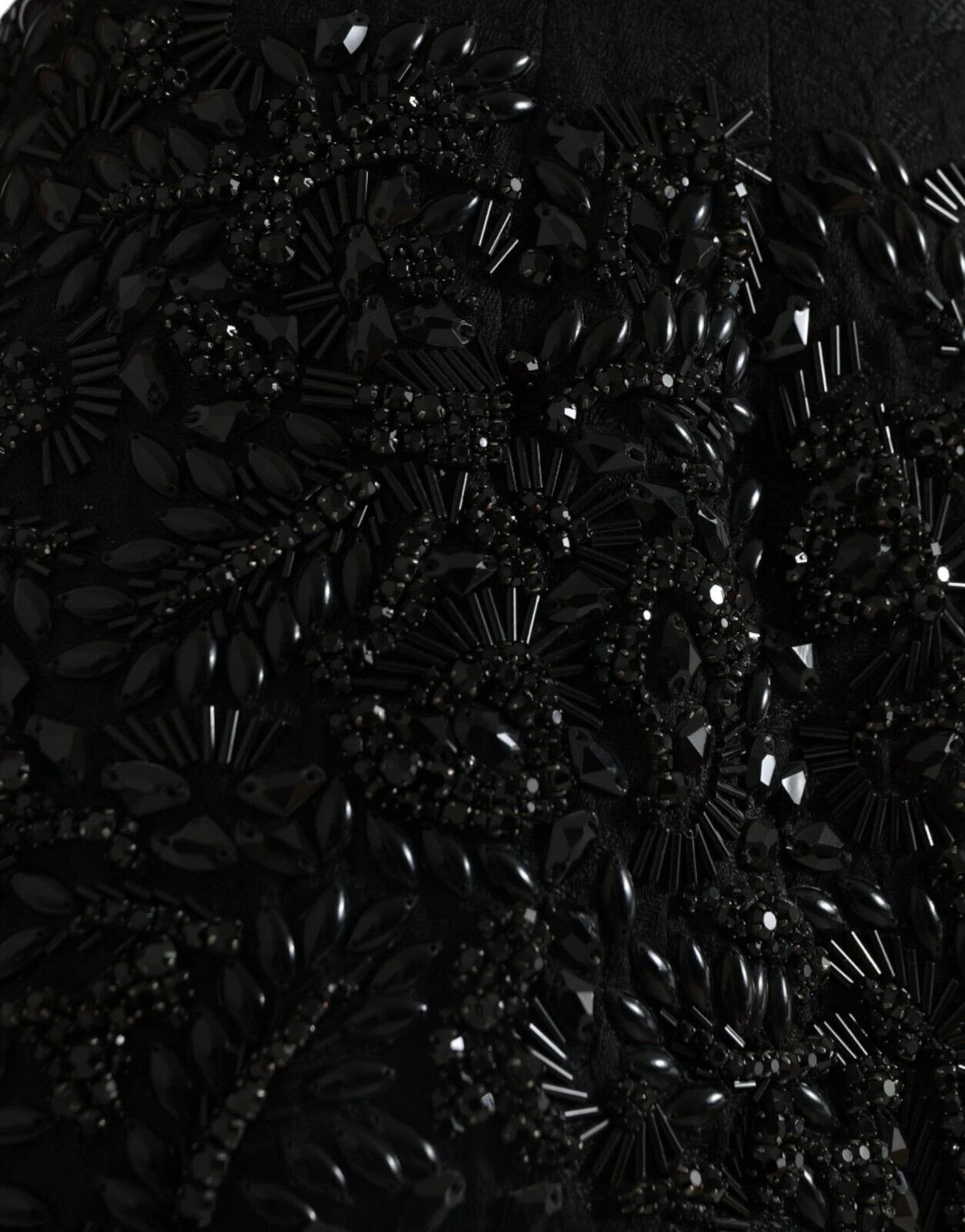 Dolce & Gabbana Black Crystal Handmade Knee Pencil Skirt by Dolce & Gabbana
