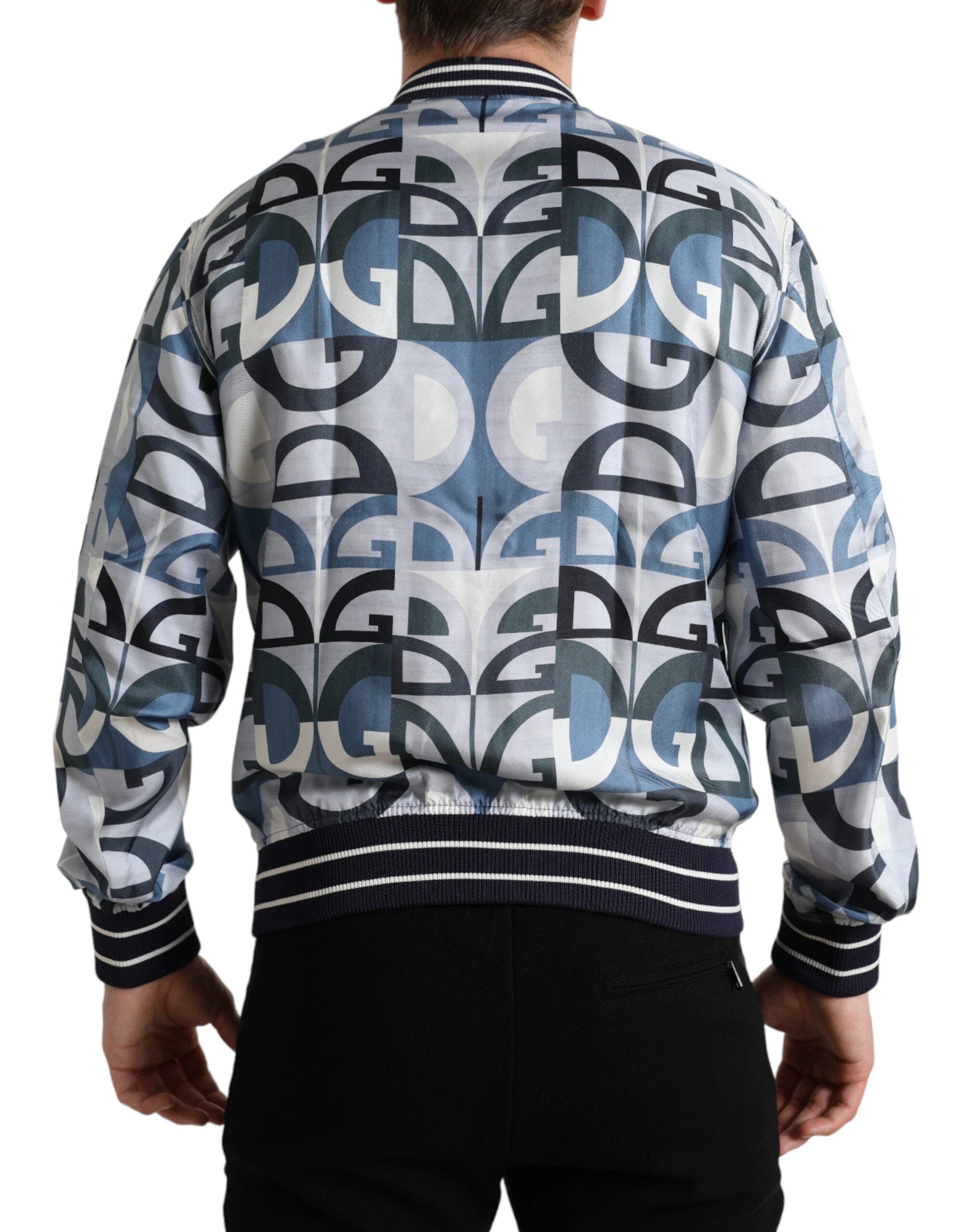 Dolce & Gabbana Multicolor Logo Print Bomber Blouson Jacket by Dolce & Gabbana