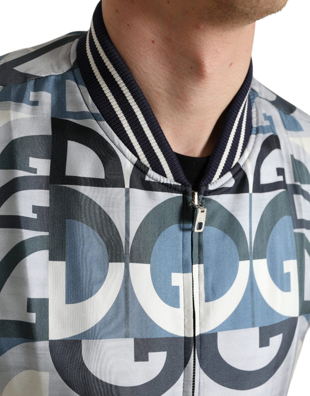 Dolce & Gabbana Multicolor Logo Print Bomber Blouson Jacket by Dolce & Gabbana