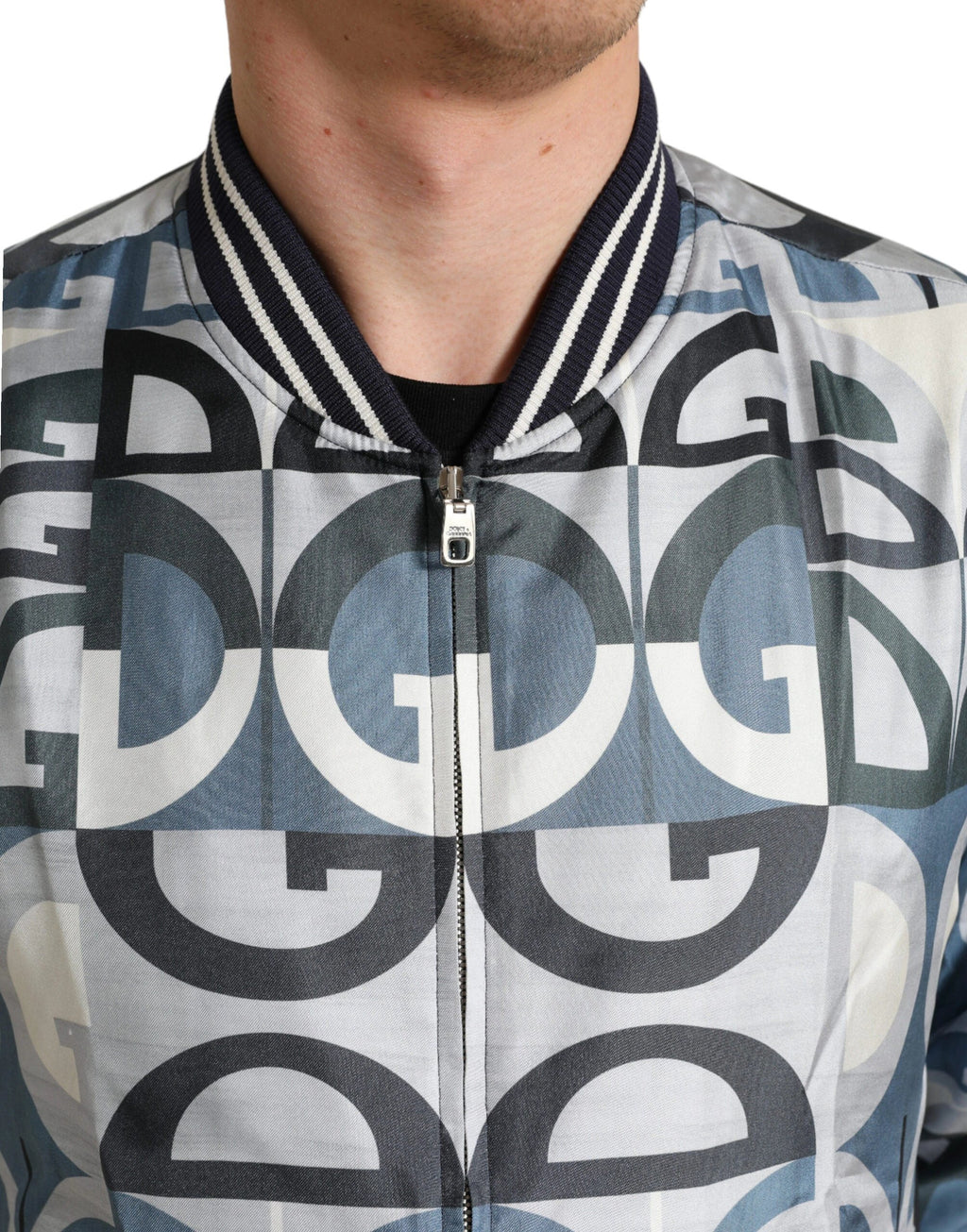 Dolce & Gabbana Multicolor Logo Print Bomber Blouson Jacket by Dolce & Gabbana