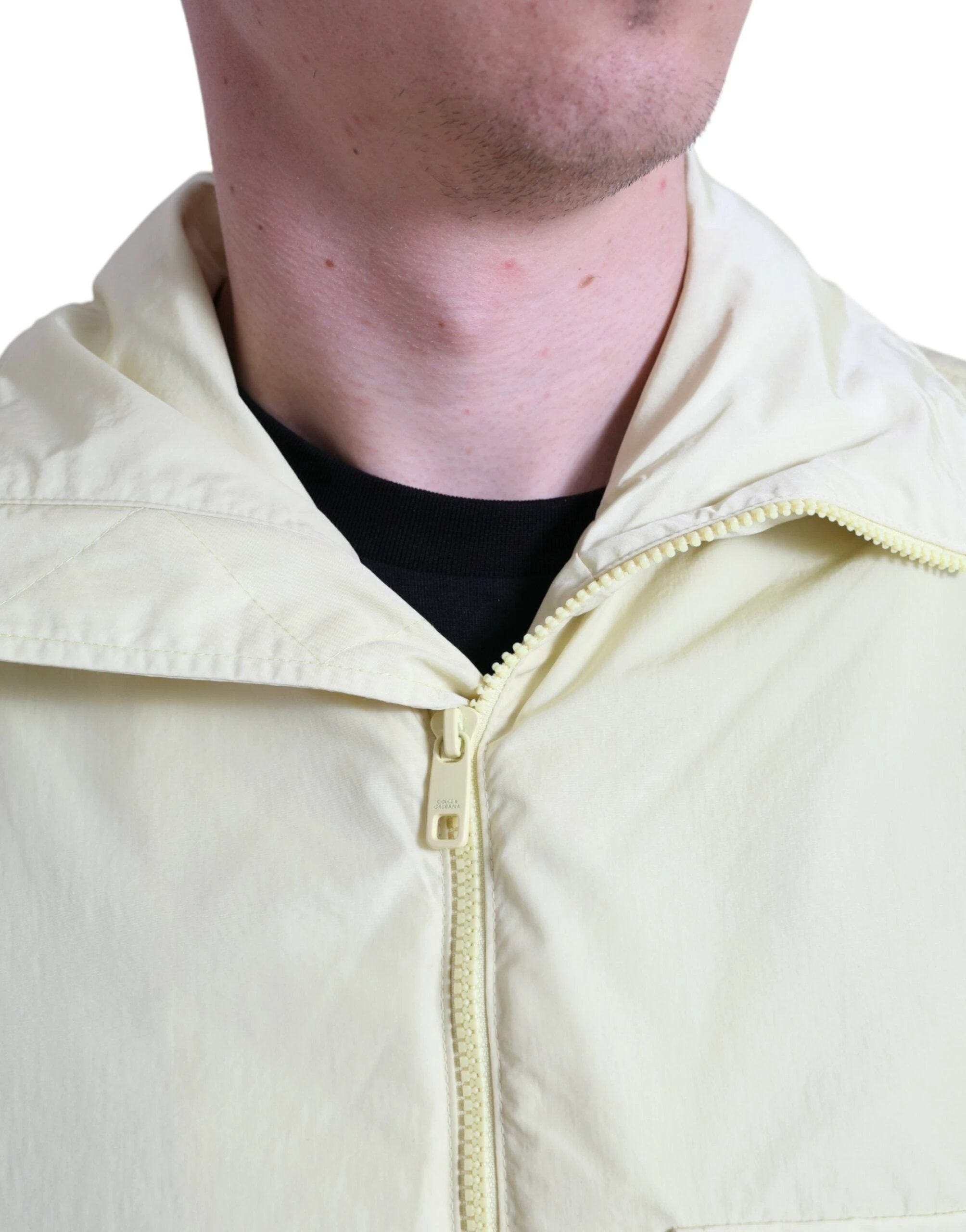 Dolce & Gabbana Yellow Nylon Collared Full Zip Parka Jacket by Dolce & Gabbana