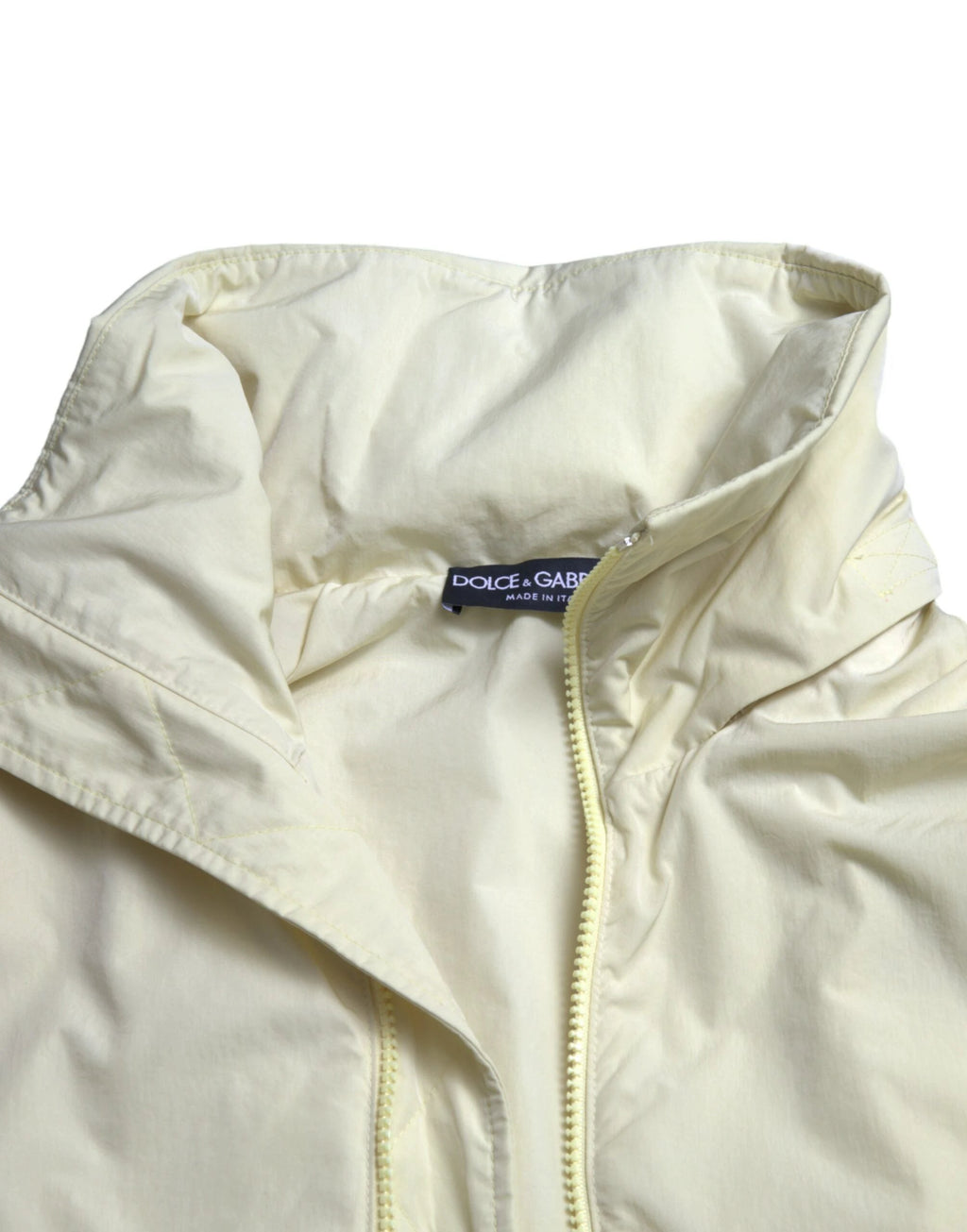 Dolce & Gabbana Yellow Nylon Collared Full Zip Parka Jacket by Dolce & Gabbana