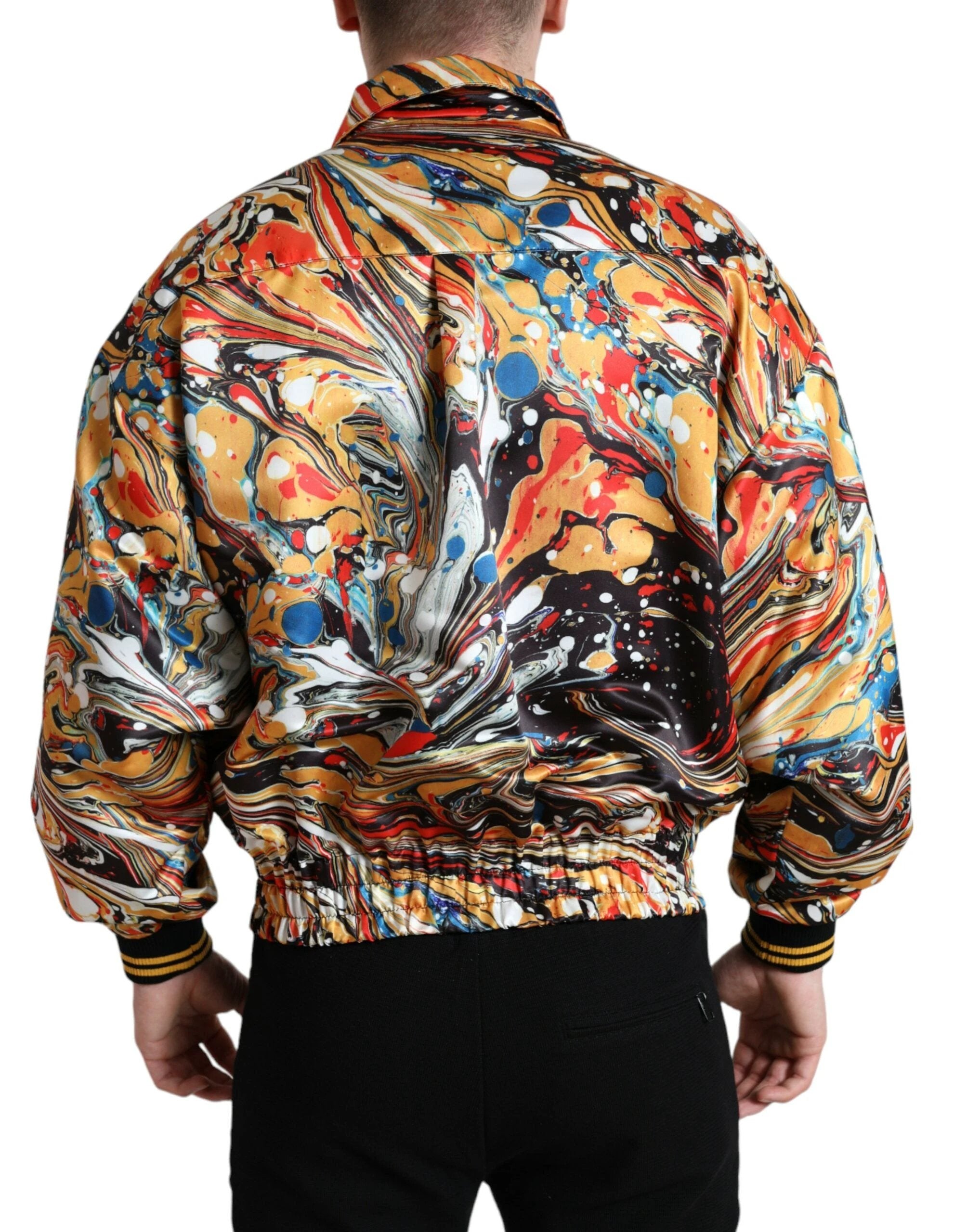 Dolce & Gabbana Multicolor Abstract Polyester Bomber Jacket by Dolce & Gabbana