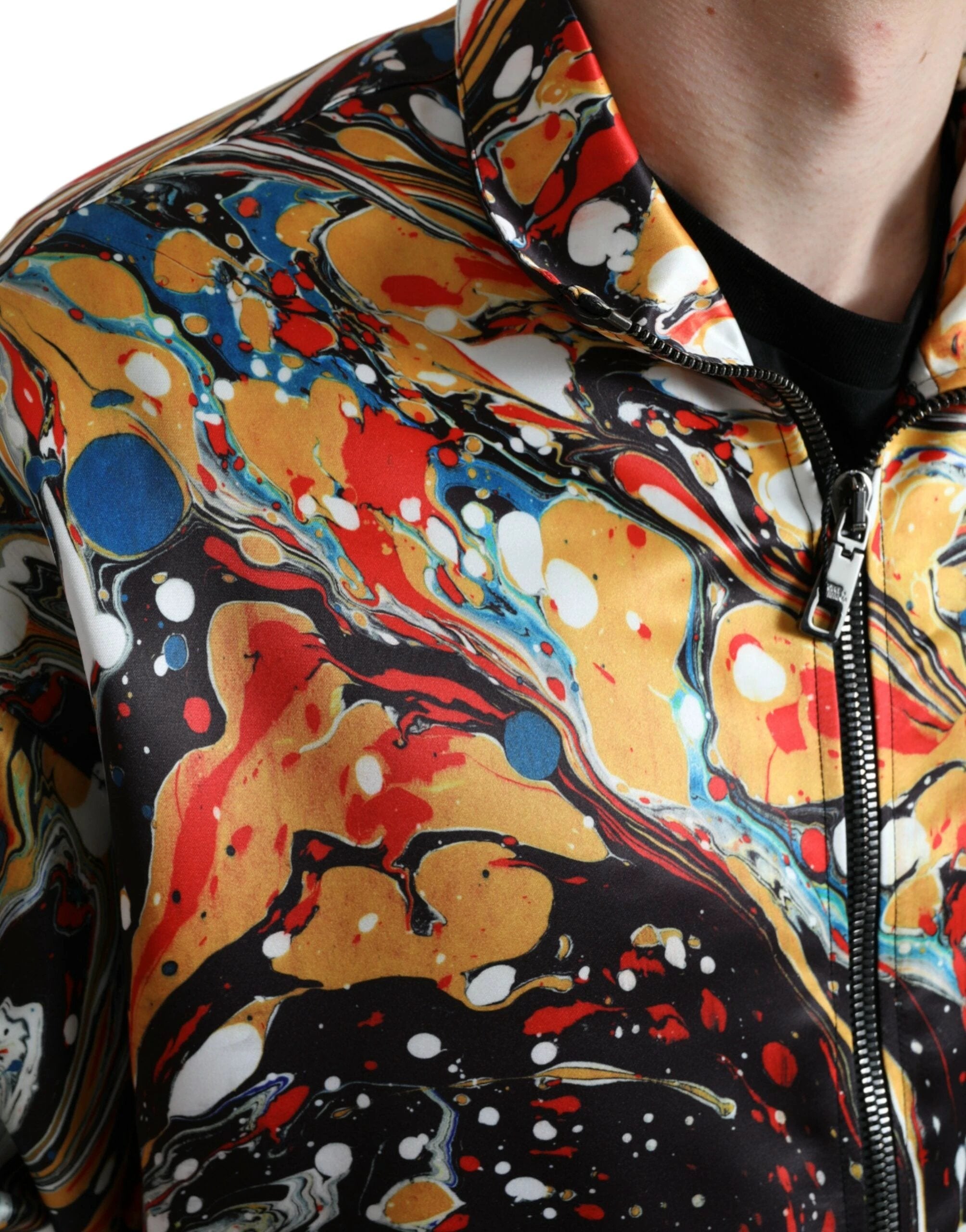 Dolce & Gabbana Multicolor Abstract Polyester Bomber Jacket by Dolce & Gabbana