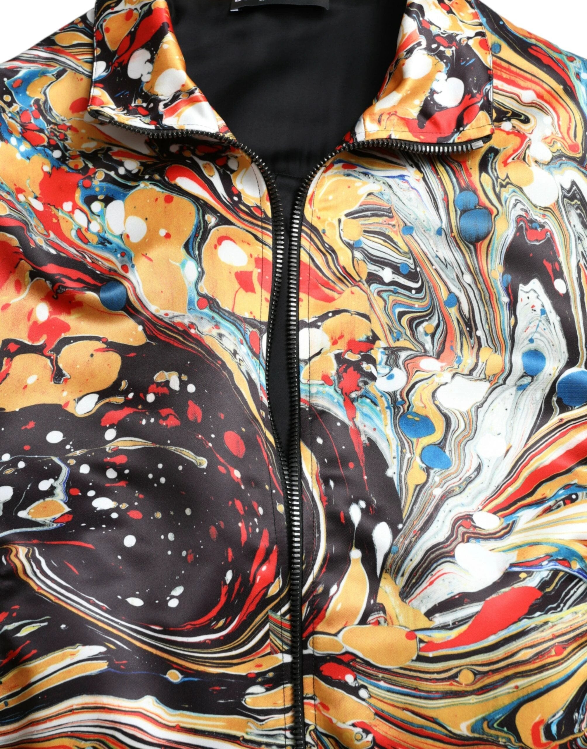 Dolce & Gabbana Multicolor Abstract Polyester Bomber Jacket by Dolce & Gabbana