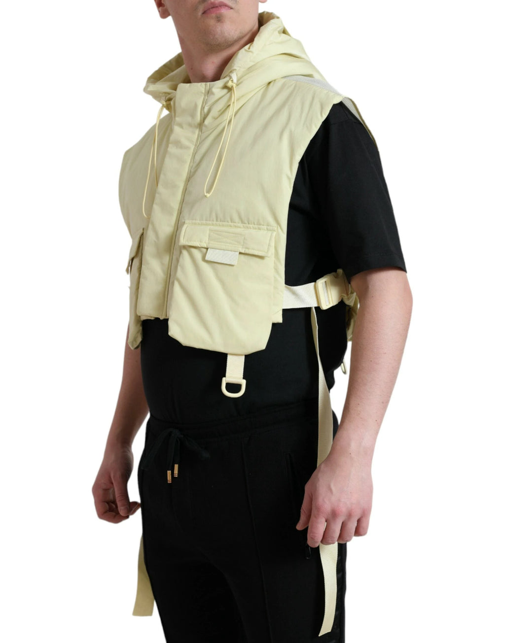 Dolce & Gabbana Yellow Nylon Hooded Sportswear Vest Jacket by Dolce & Gabbana