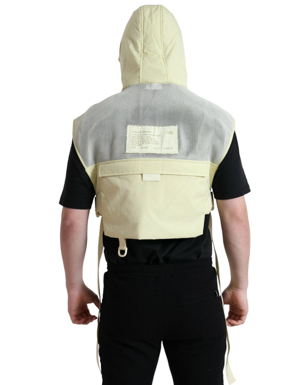 Dolce & Gabbana Yellow Nylon Hooded Sportswear Vest Jacket by Dolce & Gabbana