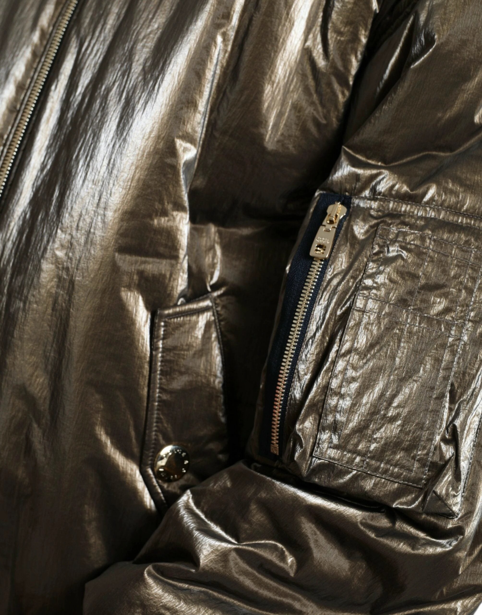 Dolce & Gabbana Bronze Nylon Full Zip Men Bomber Jacket by Dolce & Gabbana