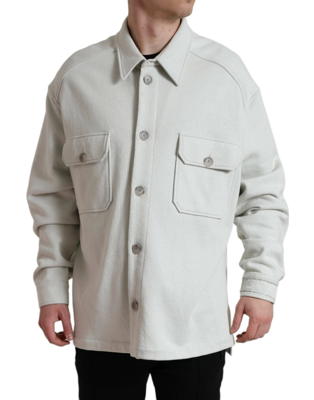 Dolce & Gabbana Grey Cotton Button Down Collared Coat Jacket by Dolce & Gabbana