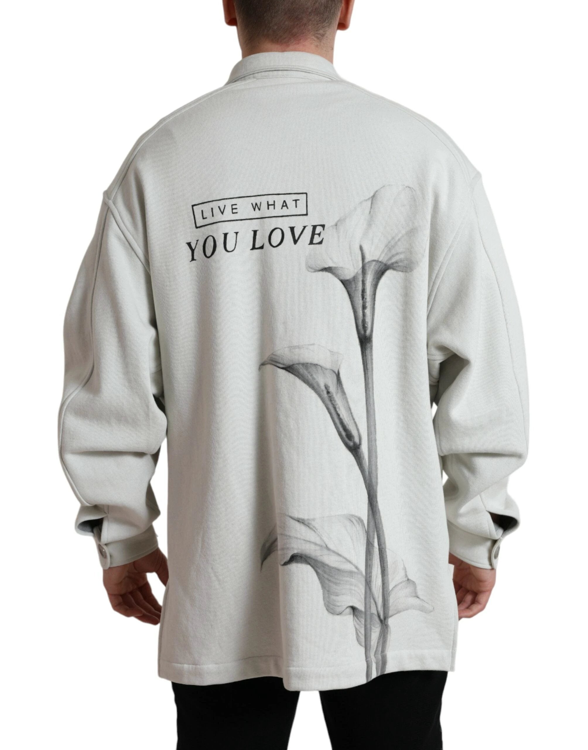 Dolce & Gabbana Grey Cotton Button Down Collared Coat Jacket by Dolce & Gabbana