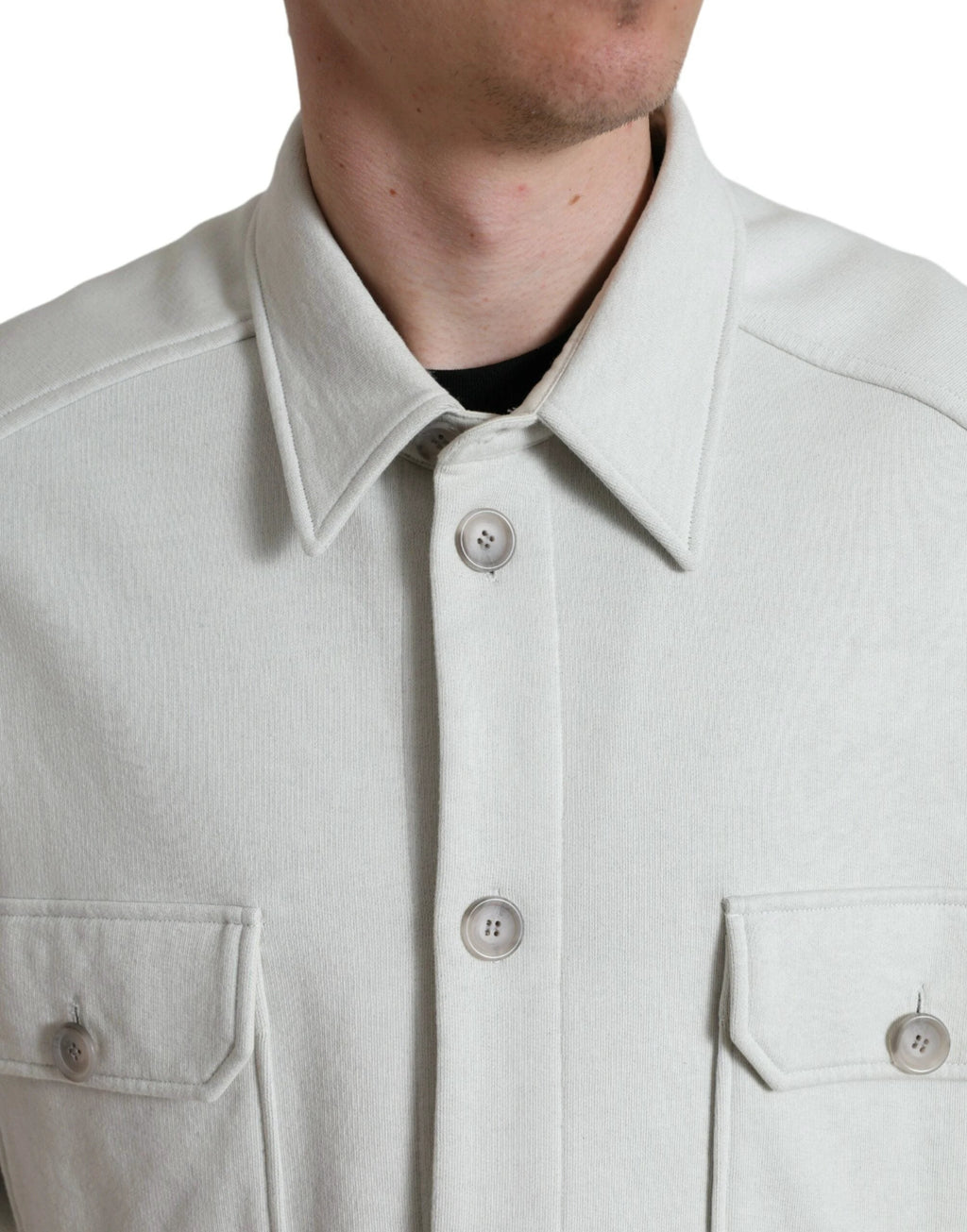 Dolce & Gabbana Grey Cotton Button Down Collared Coat Jacket by Dolce & Gabbana